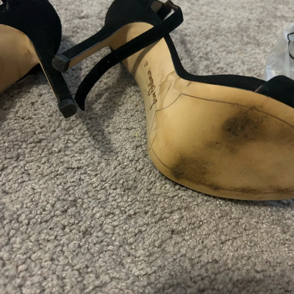 Sam Edelman Black Suede Ankle-Strap Stiletto Heels